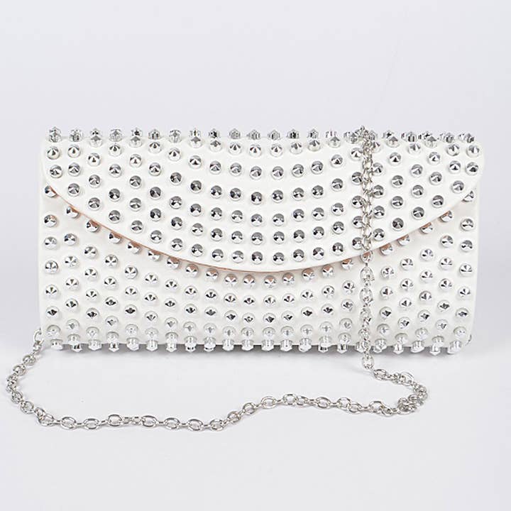 Studded Monotone Faux Leather Clutch for wholesale by 3AM BY H&D ACCESSORIES