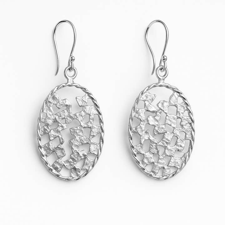 Ohrringe aus Sterlingsilber mit mehreren quadratischen ovalen Anhängern für den Großhandel von De Mexico