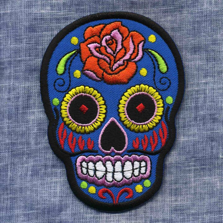 Tribal Trade GmbH - Vendita all'ingrosso Toppe - Toppa teschio messicano con rosa blu e arancione9