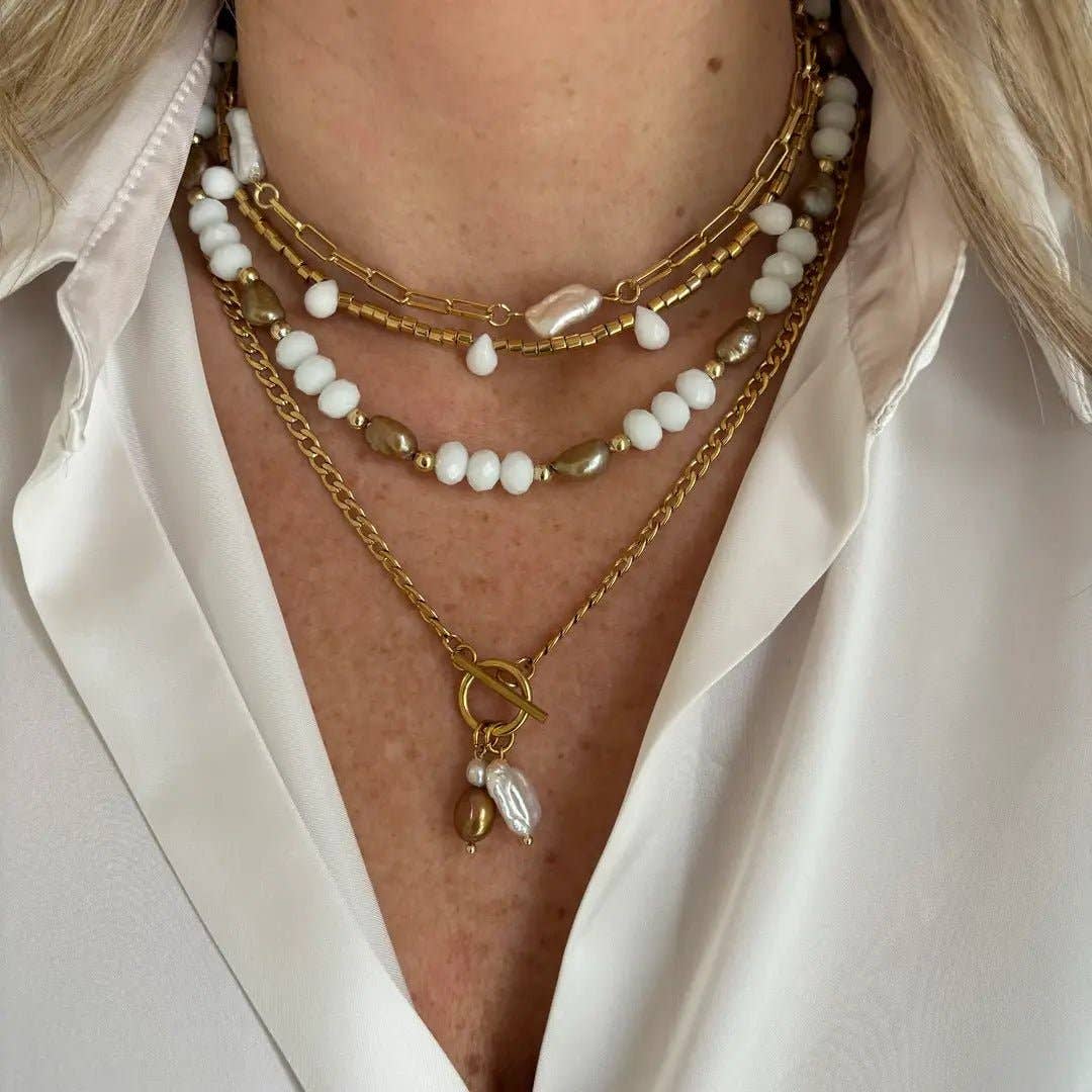 OE! - Wholesale Beaded/Pearl Necklace - TRUST – Gold necklace with crystal drops1