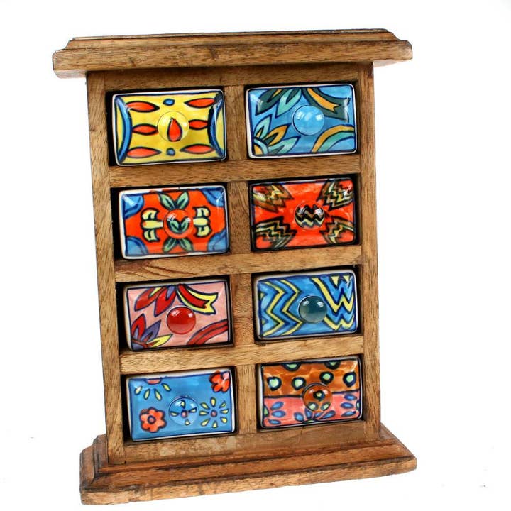 Trälåda i miniatyr, 8 keramiska lådor för wholesale av Shared Earth