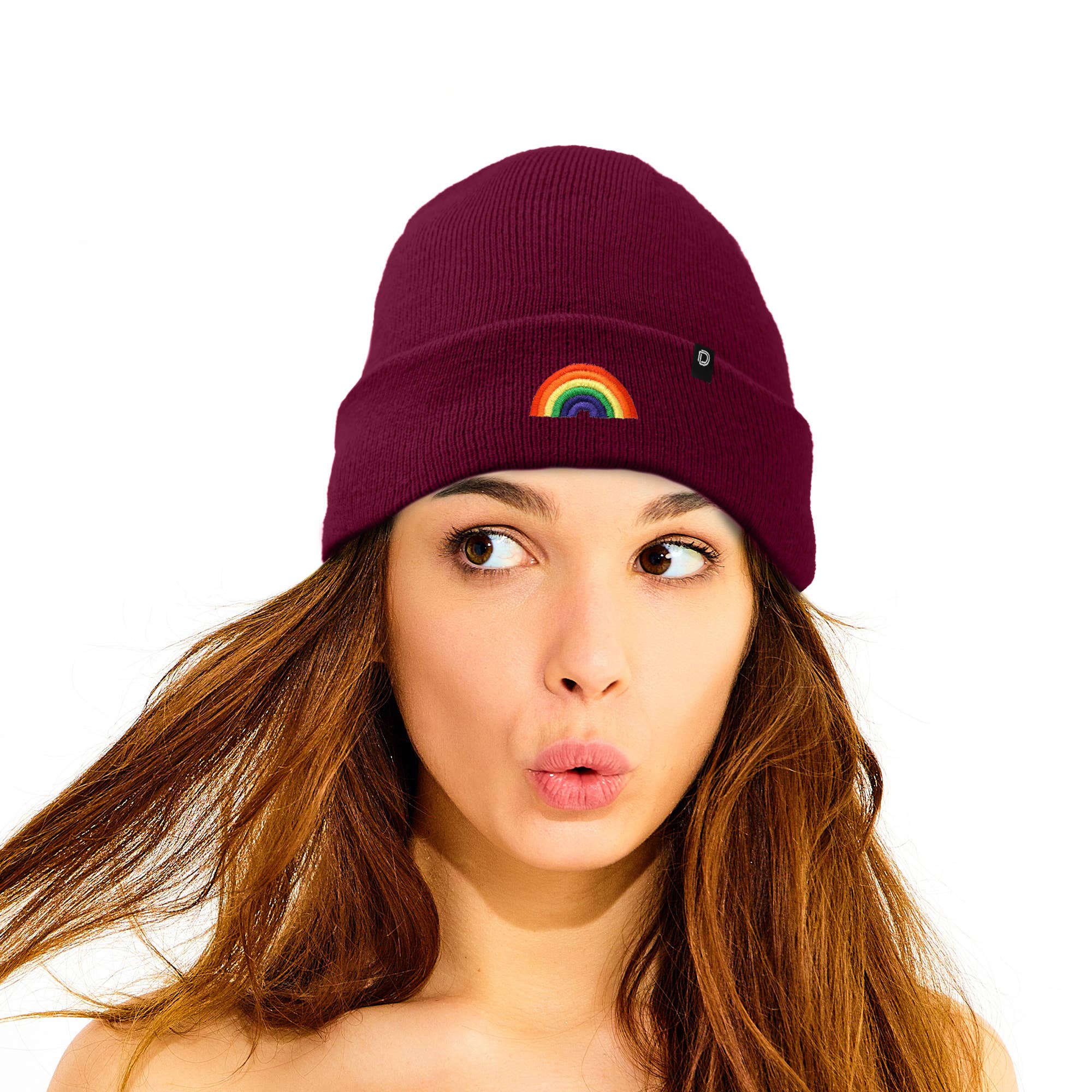 Dalix - Wholesale Beanie - Women's - Dalix Embroidered Rainbow Beanie Cap Cuffed Knit Hat Women35