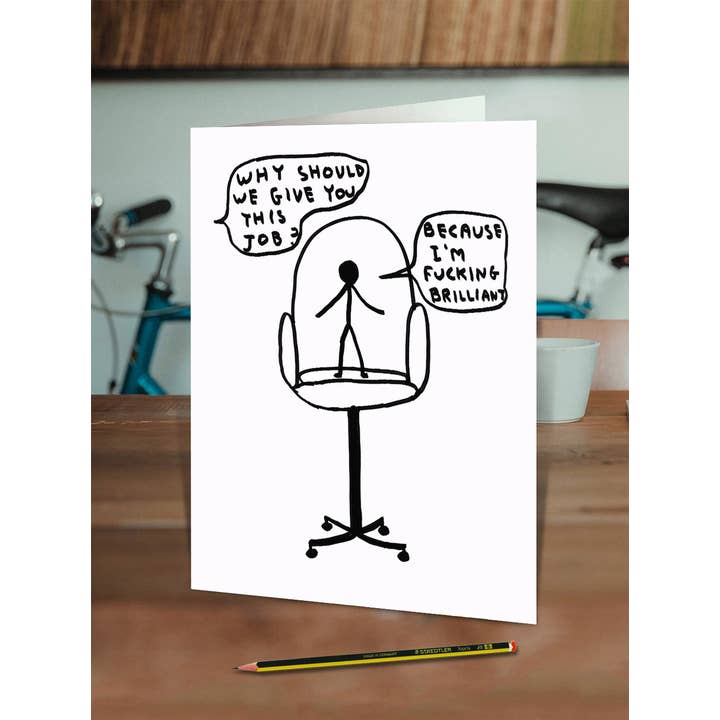 David Shrigley x Brainbox Candy – Großhandel Abschiedskarte – Große Karte — lustige Abschiedskarte — New Job von David Shrigley