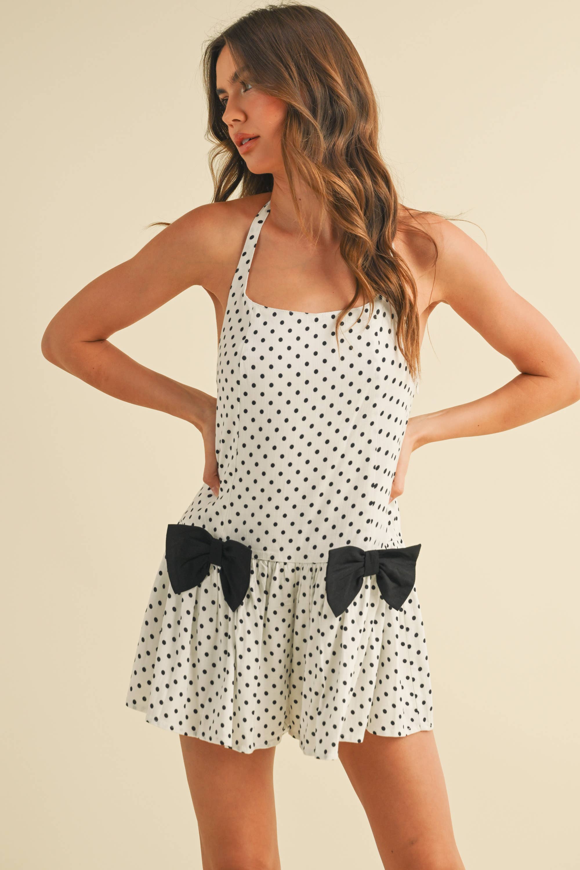 Klesis - Vente Combishort – femme - IR2204 COMBISHORT À POIS AVEC DÉTAILS NŒUD DEVANT15