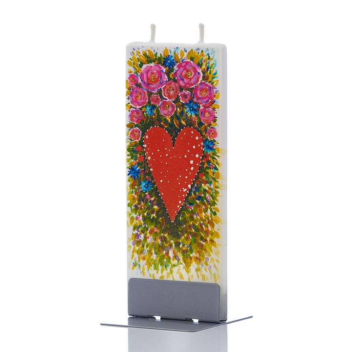 Flat Handmade Candle - Artistic Hearts & Flowers for wholesale by Flatyz Candles