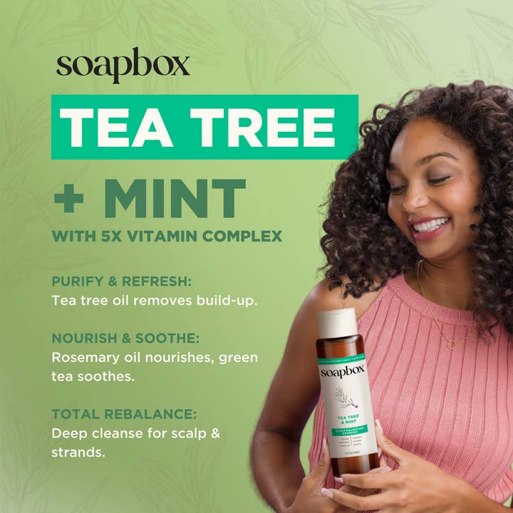 soapbox - Wholesale Hair Shampoo - Tea Tree & Mint Scalp Balancing Shampoo