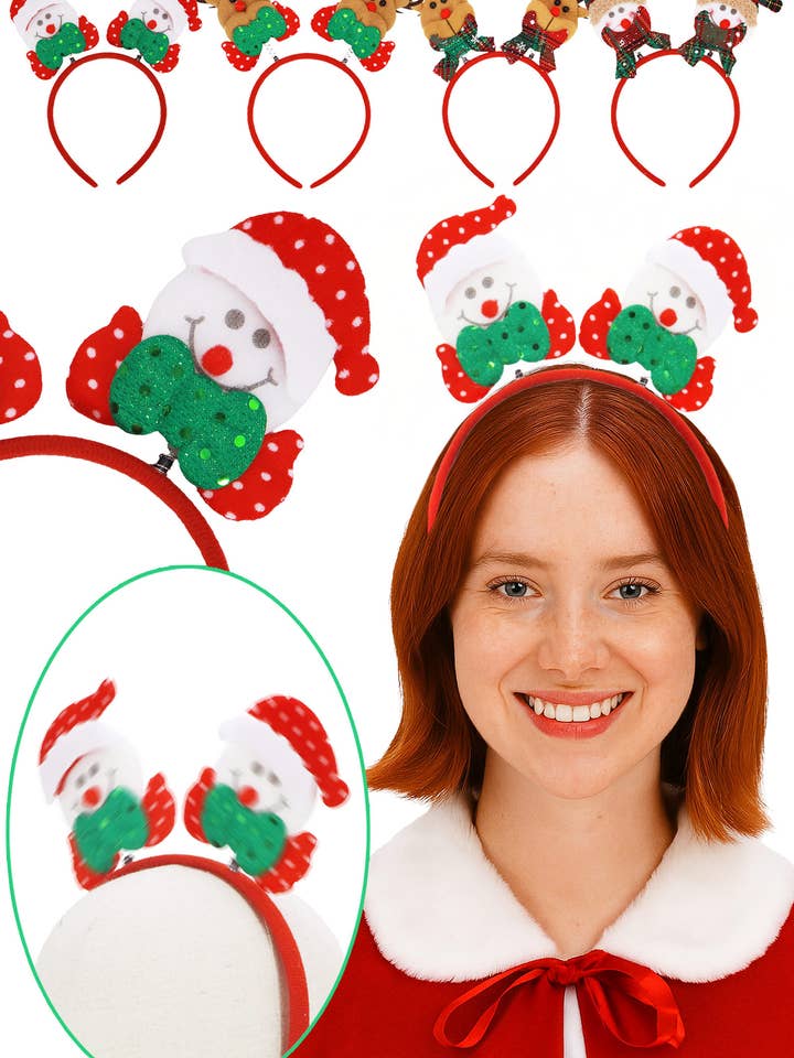 Christmas Shimmery Tinsel Novelty Head Boppers for wholesale by Cap Zone