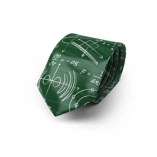 Chalkboard Equations and Diagrams Necktie (Green) for wholesale by Vivid Biology