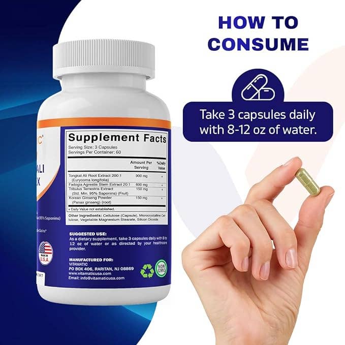 Vitamatic - Wholesale Oral supplement/vitamin - Vitamatic | Tongkat Ali Complex |180 Veg Capsules3