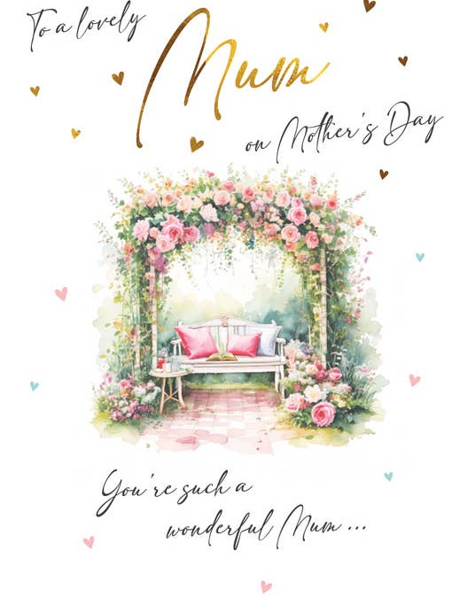 Mother's Day Card, Mum, Garden seat for wholesale by Piccadilly Greetings
