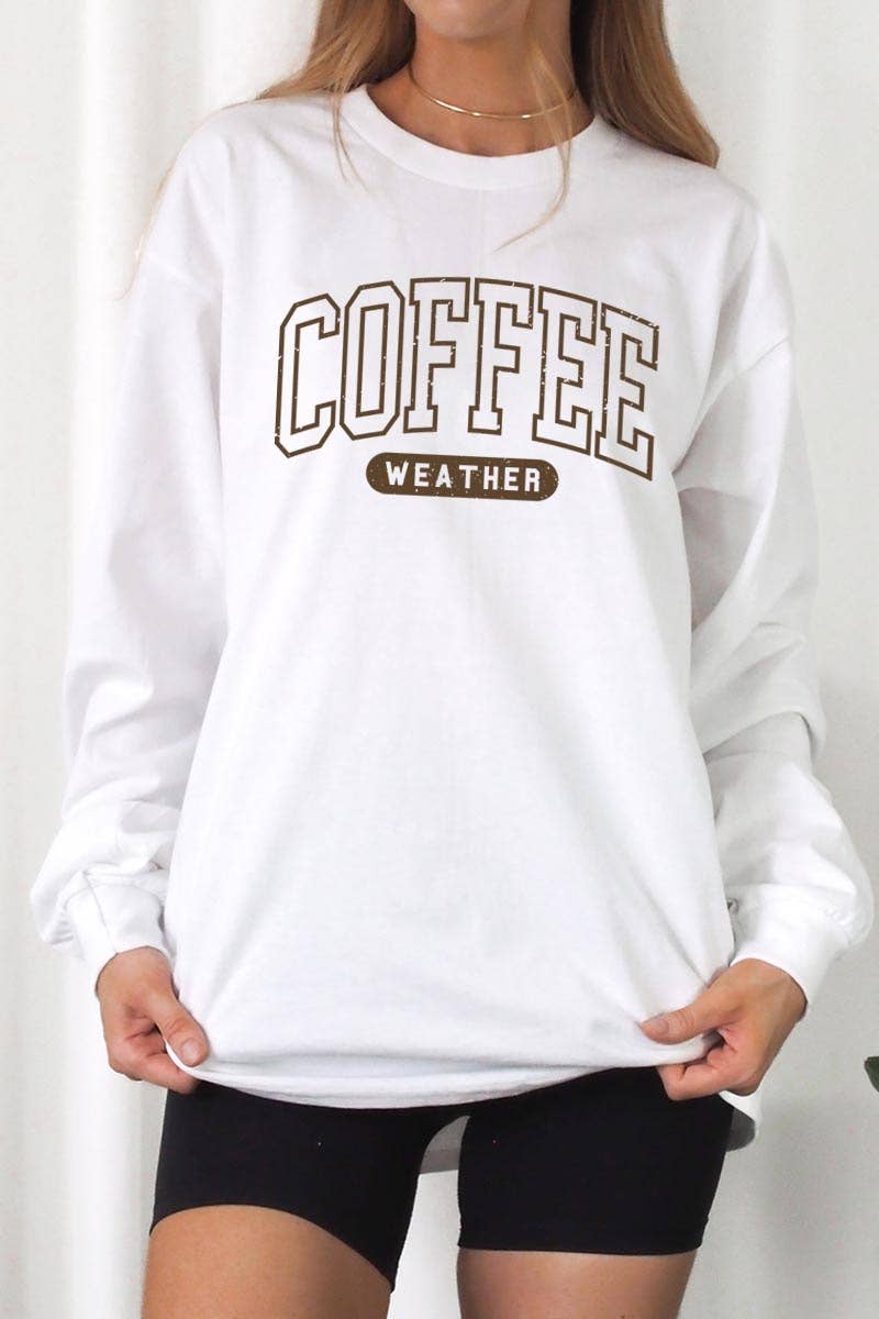 COLORBEAR – wholesale T-shirt (graphic) – women's – Coffee Weather Graphic Plus Long Sleeve Tee0