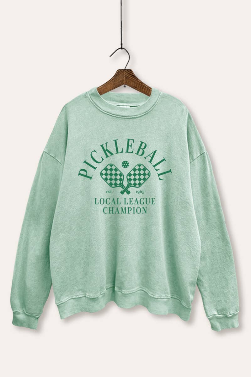 VINTAGE POINT USA - Vente Sweat-shirt à imprimés – femme - SWEATSHIRT DÉLAVÉ MINÉRAL AVEC GRAPHISME DE CHAMPION DE PICKLEBALL3