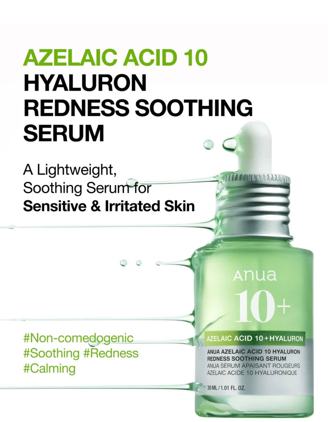 Beauty of Joseon, ANUA, COSRX, SKIN1004, Lilyfield – wholesale Facial serum/concentrate – ANUA Azelaic Acid 10 Hyaluron Redness Soothing Serum (30ml)1