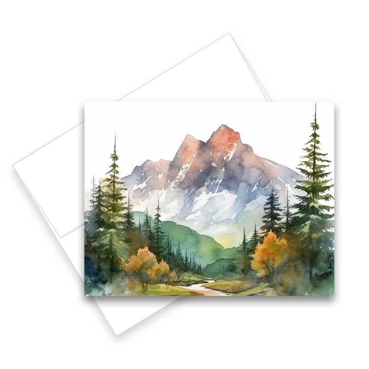 Mountain Landscape Notecard - Set of 1 or 4 - Greeting Cards for wholesale by Aria Rae