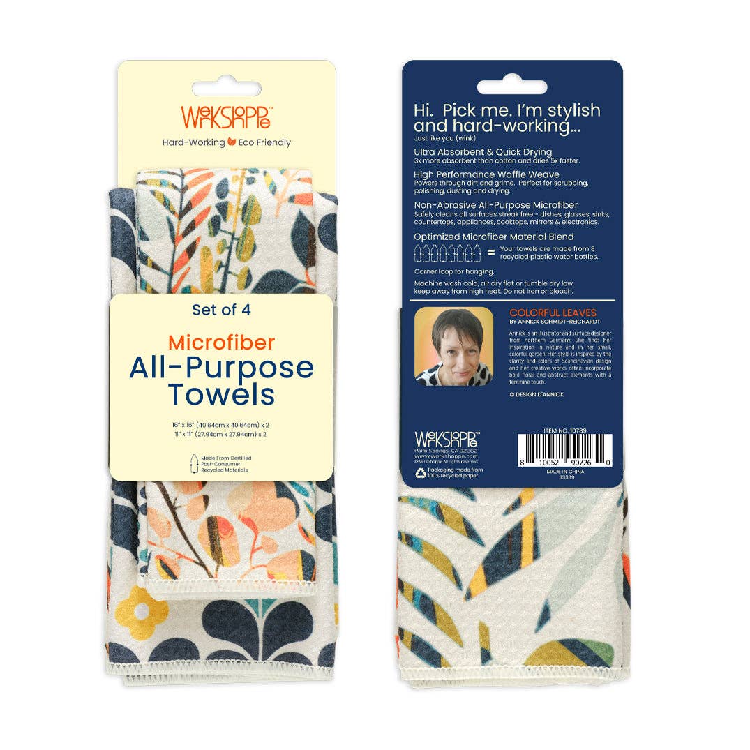 WerkShoppe – wholesale Tea towel – Colorful Leaves All Purpose Microfiber Towel Set9