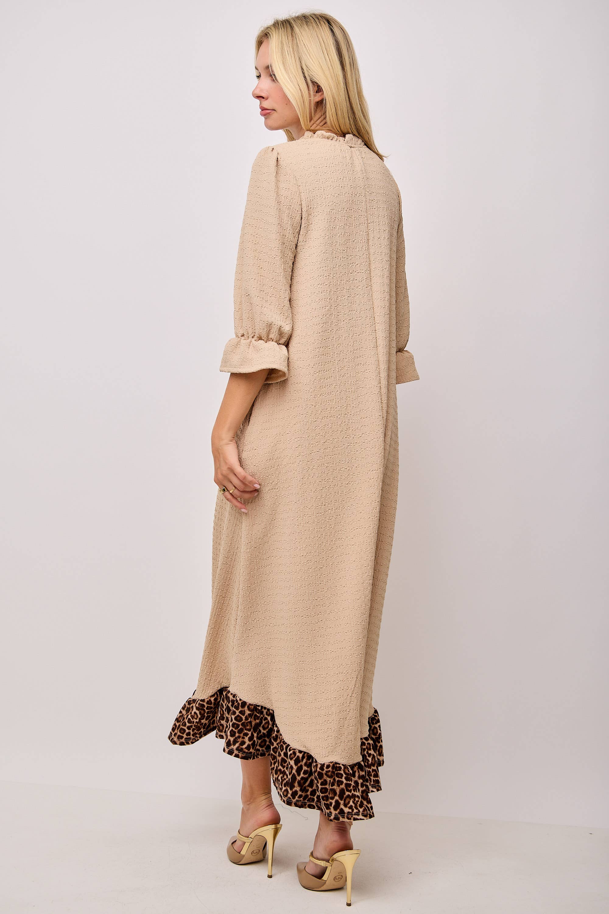Celeste Clothing - Wholesale Dress - Women's - WOMEN'S PLUS SIZE  MAXI DRESS -LEOPARD CONTRAST AND BOWS 20