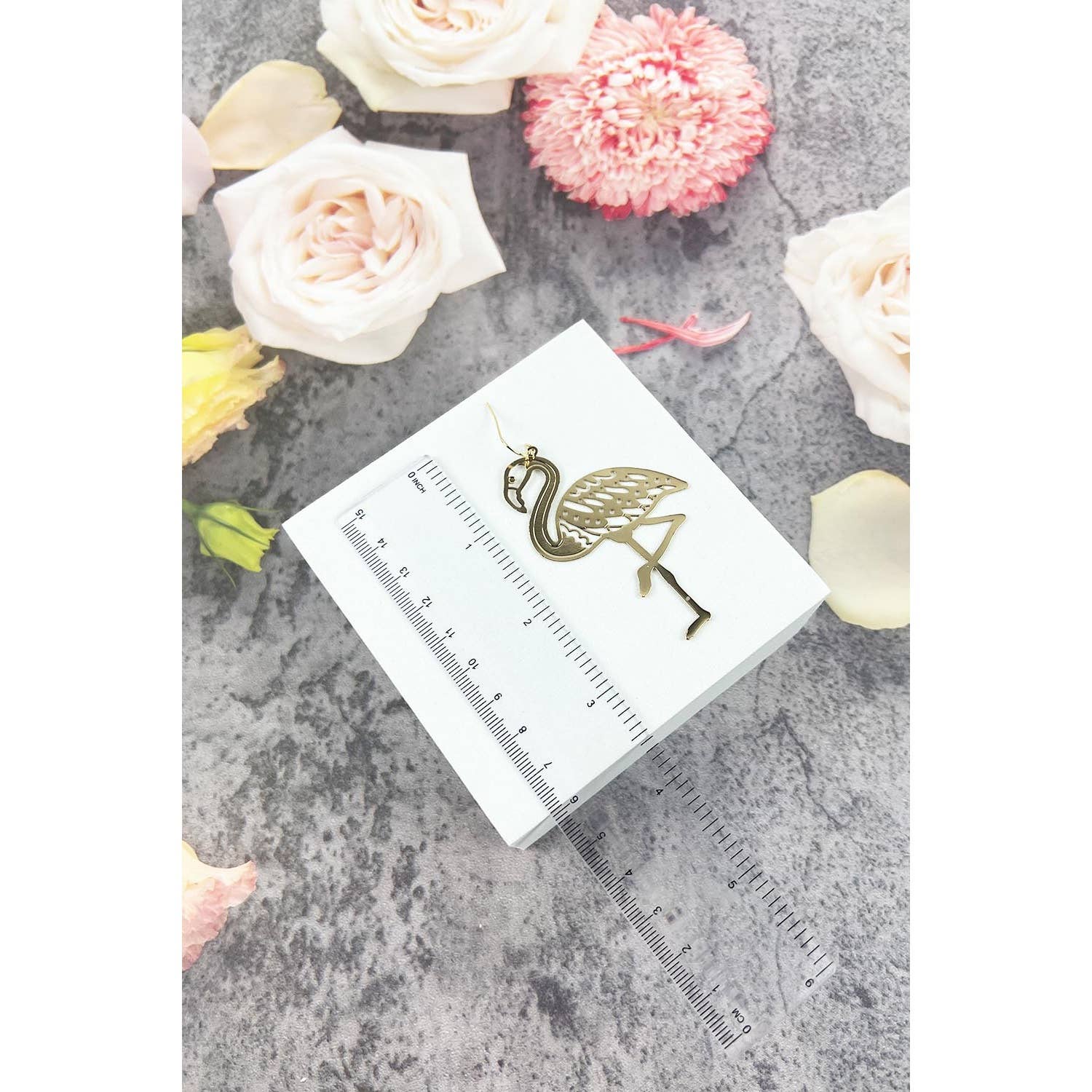 JHP Collection - Wholesale Dangle Earrings - FLAMINGO METAL FILIGREE DROP HOOK EARRING3