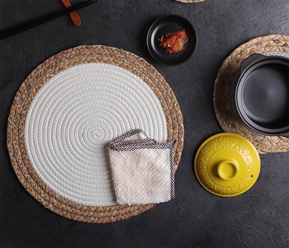 Fennco Styles – wholesale Placemat – Hand-Woven Rattan Cotton Braided Rope Placemat5