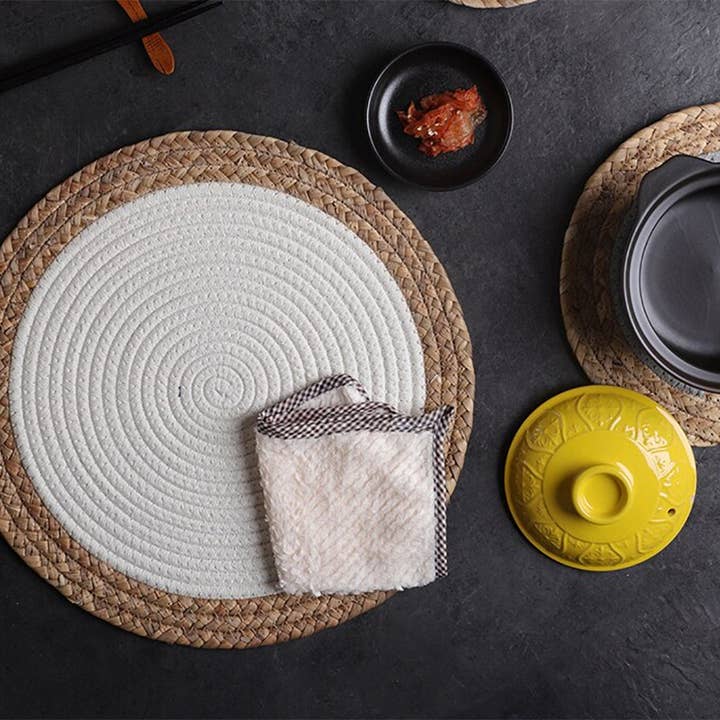 Fennco Styles - Wholesale Placemat - Hand-Woven Rattan Cotton Braided Rope Placemat5