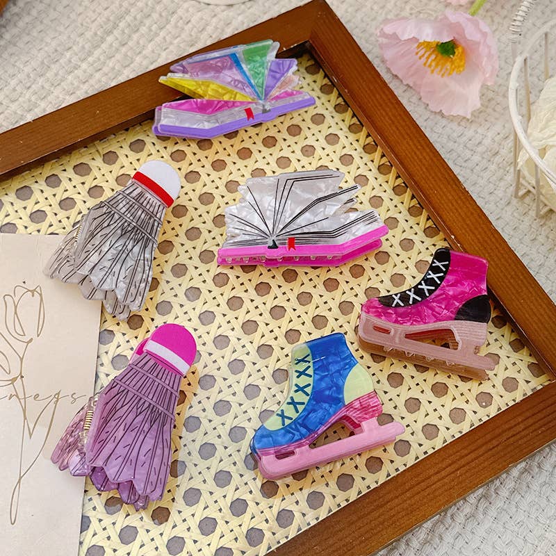 SoapElenGlen - Wholesale Hair Clip - Women's - Fun Badminton Hair Clip, Skate Sports Claw Clip5