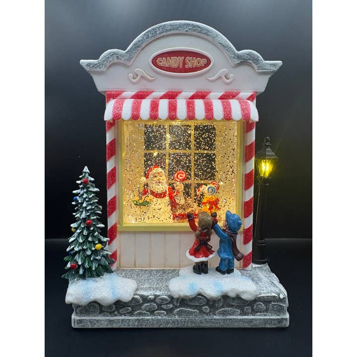 BLUE STAR B.V. - Wholesale Christmas Decoration - Christmas Candy Shop LED Scene with Santa & Children, Music2