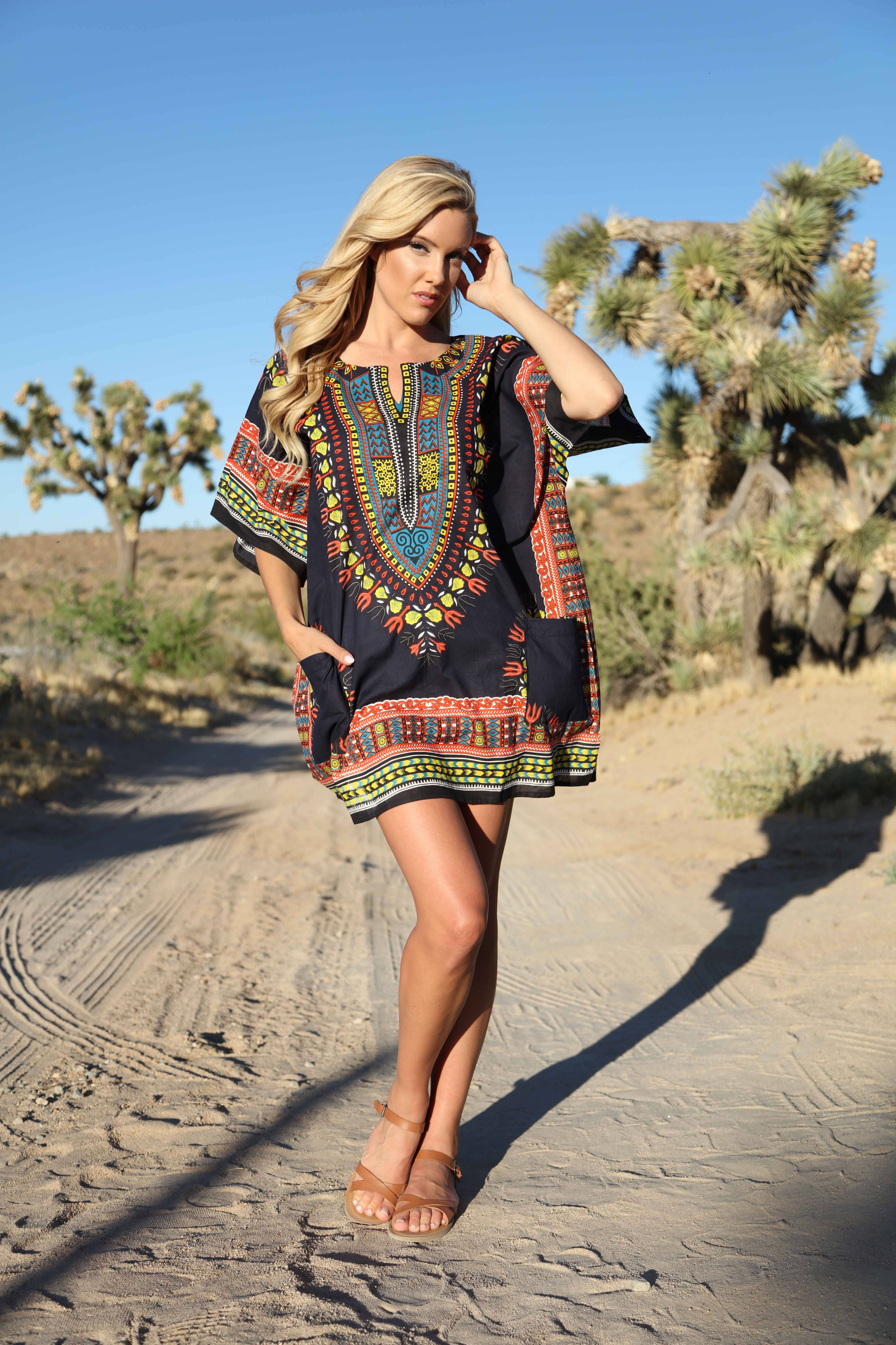 Ananda's Fashion - Wholesale Blouse - Women's - African Print Dashiki  Short Caftan Beach Cover up4