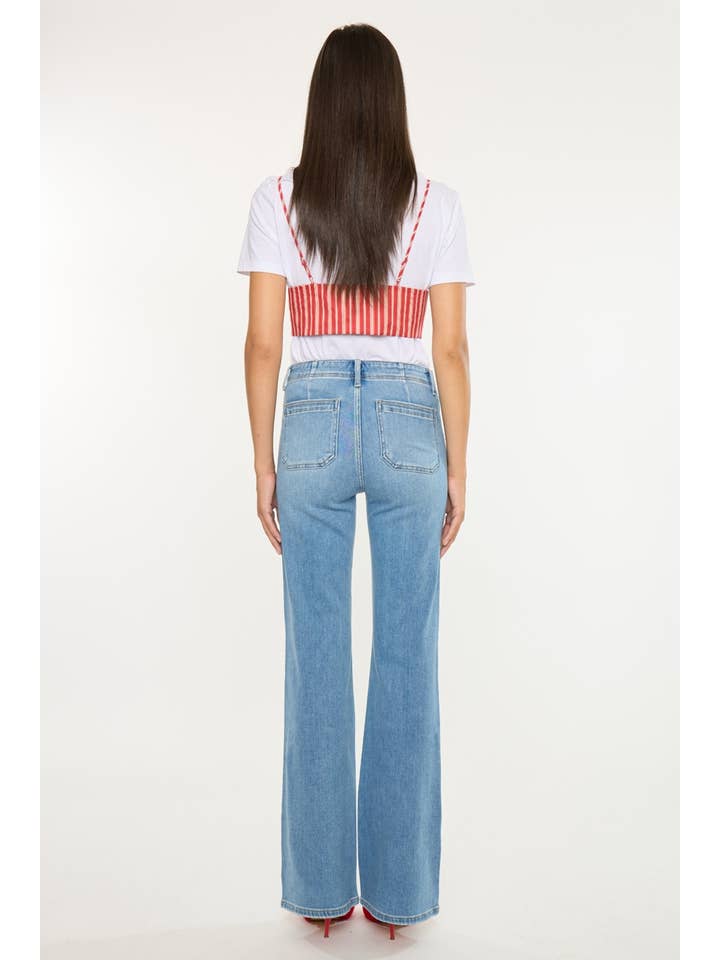 MEDIUM OPEN PACK HIGH RISE WIDE FLARE JEANS-KC9448M for wholesale on Faire6