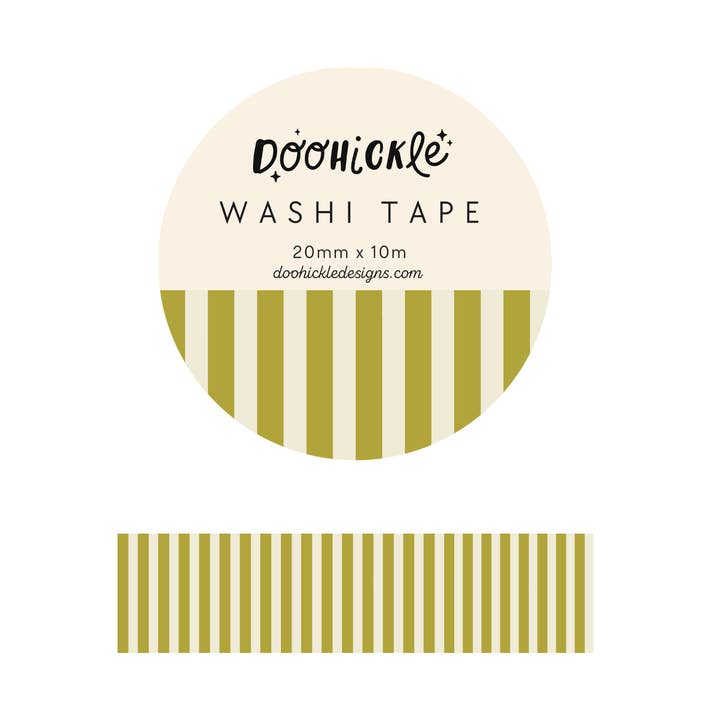 Moss Green Stripe Washi Tape for wholesale by Doohickle Designs