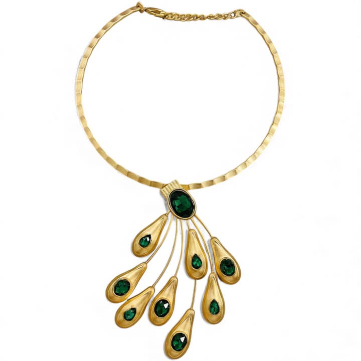 Bijoux Envie Statement Jewelry - Venta al por mayor Gargantilla/collar - Collar Esculpido Verde Vintage | Joyería Artesanal de Declaración