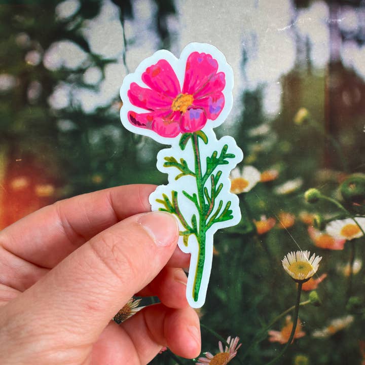 Laurenspired - Vente Autocollant - Autocollant en vinyle Cosmo Flower, jolis autocollants printaniers roses6