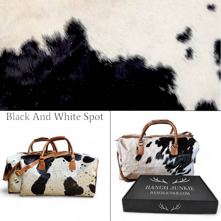Ranch Junkie - Wholesale Weekender Bag - Women's - Large Genuine Cowhide Weekender Duffel Black Highlands Duffel4