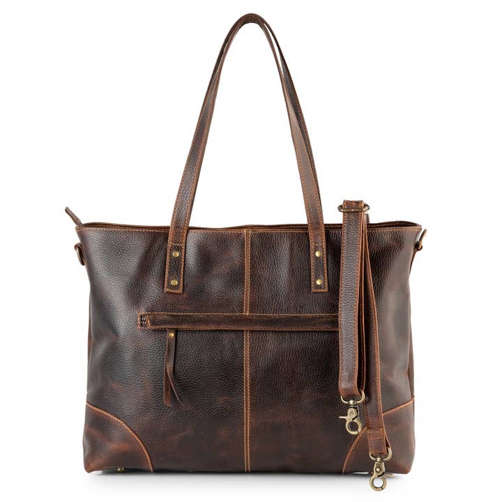 Sixtease Bags USA - Wholesale Tote Bag - Women's - Genuine Leather Women's Tote Bag - Rustic Mahogany2