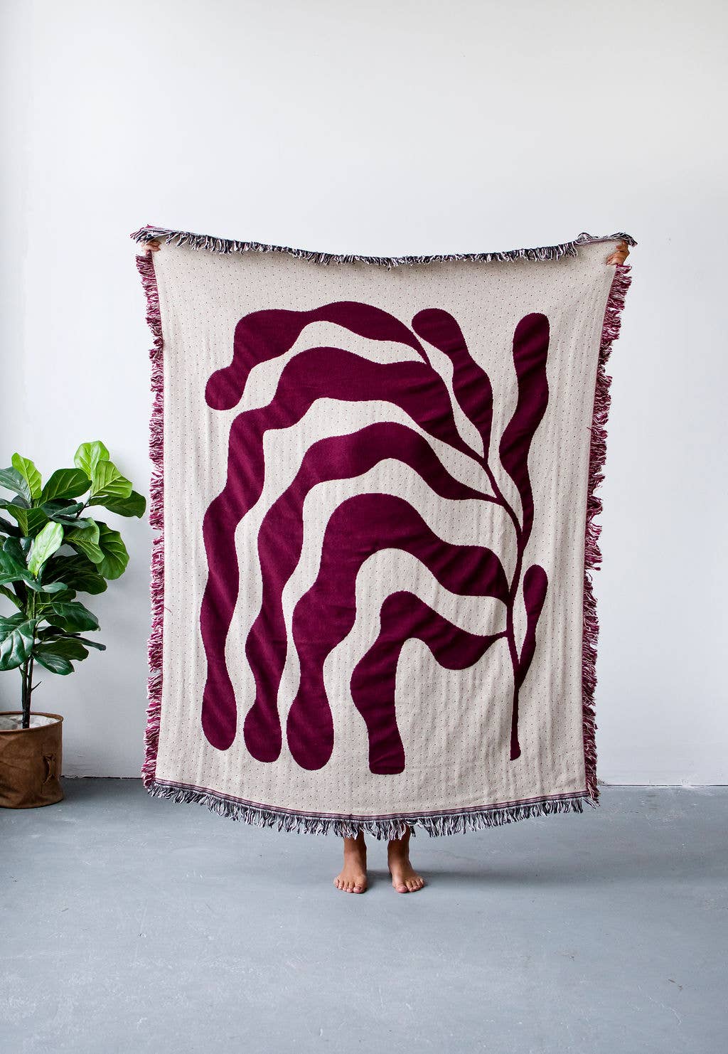 Swell Made Co. – wholesale Throw blanket – Fern Cotton Throw Blanket - Rouge1