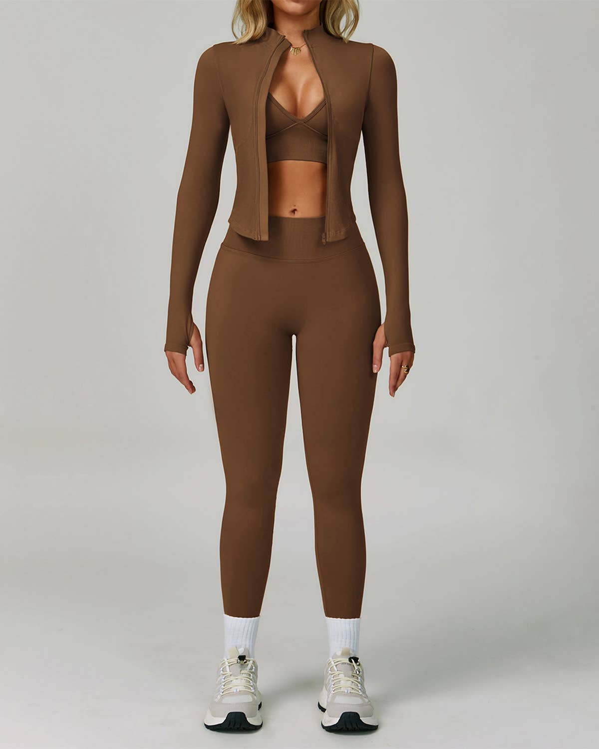 Crave by FW - Vente Ensemble de sport – femme - Ensemble de sport 3 pièces avec soutien-gorge, veste et legging4