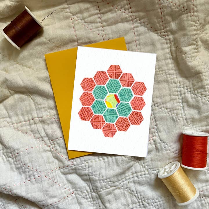 Quilt Block gratulationskort (mormors blomsterträdgård) för wholesale av Cozy Arts