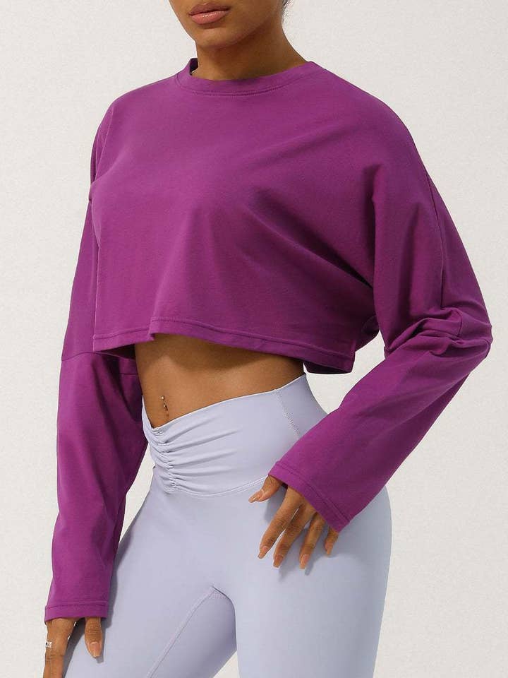 Crave by FW - Wholesale T-shirt – women's - Long Sleeve Crop Athletic Sweatshirt T-Shirt0