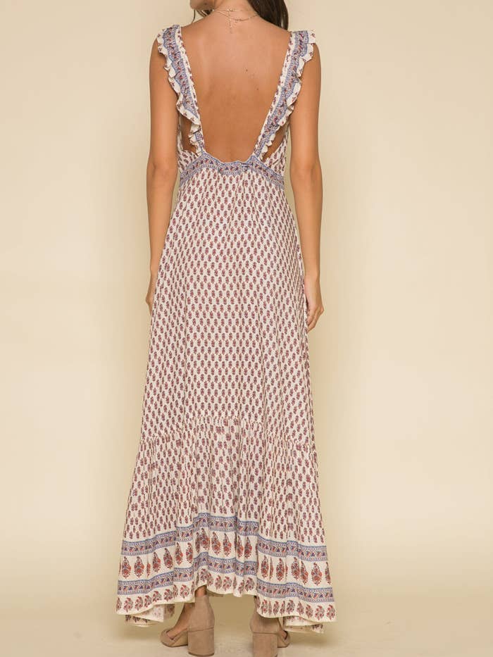 Ivory Avah Ruffle Strap Maxi for wholesale on Faire