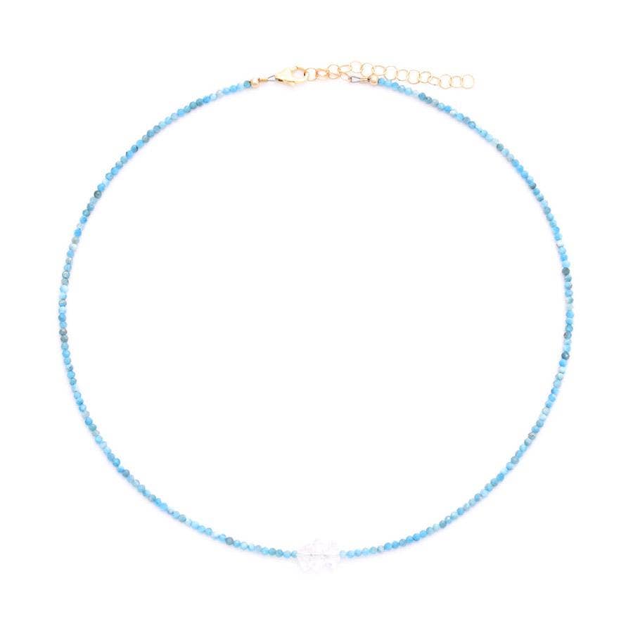 gold & gray - Wholesale Choker/Collar - Apatite & Herkimers Necklace0
