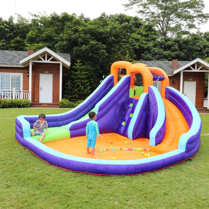 Coconut Outdoor - Wholesale Inflatables - Double Slide Bounce House with Climbing Wall & Water Cannon10