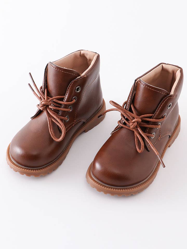 Botín marrón con cordones para venta al por mayor de Aspen Rain Boutique