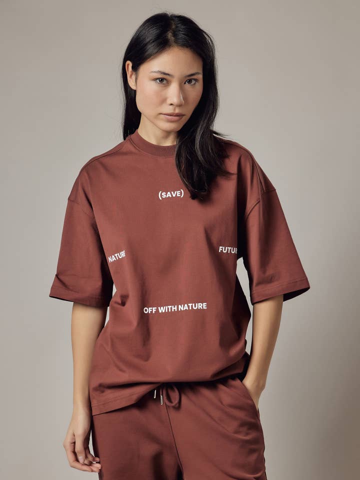 Camiseta unissex de corte amplo por atacado de OWN OFF WITH NATURE