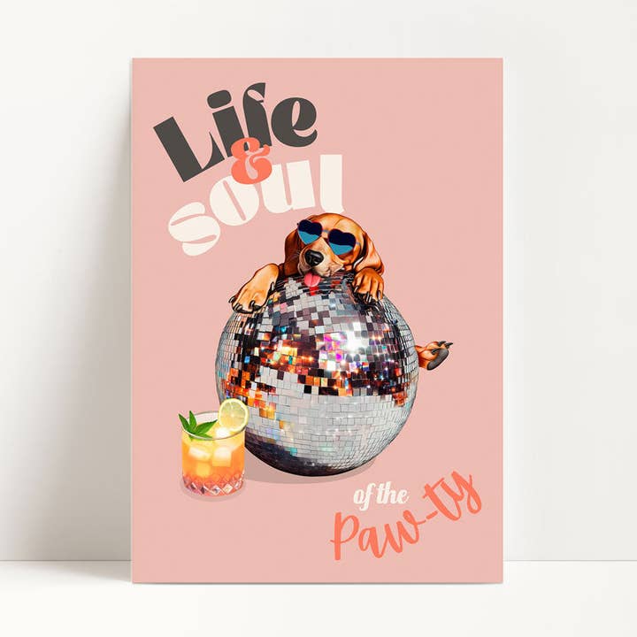 Stampa di Bassotto con Palla da Discoteca per la vendita all'ingrosso da parte di Enchanted Eden Prints