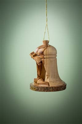 Earthwood - Wholesale Nativity Scene Decor - Small Bell Nativity with Bark Base - 2.5"1