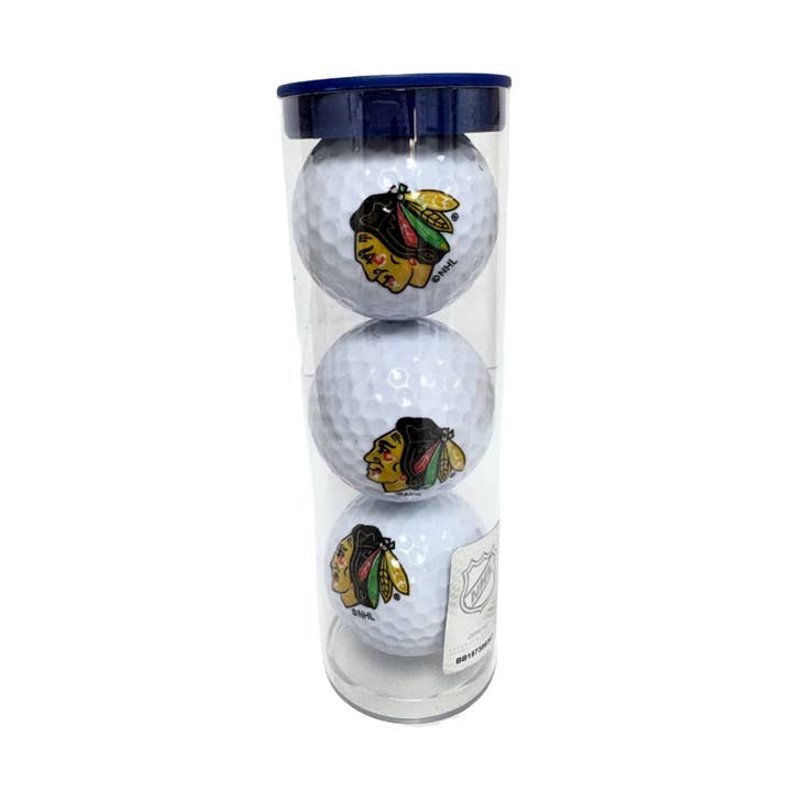 3 Ball Tube - Chicago Blackhawks (White) for wholesale by CaddyPro Golf Products Ltd.
