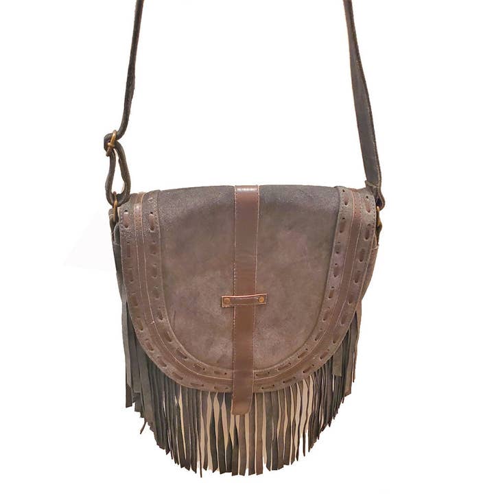 Läder Boho Fringe mocka tofs Crossbody väska med justerbar axelrem för wholesale av Wild Lotus