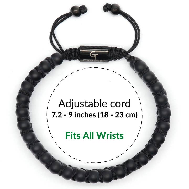 GT collection Jewelry - Wholesale Beaded Bracelet - Men's MATTE ONYX Double Bead Bracelet - One Size Fits All