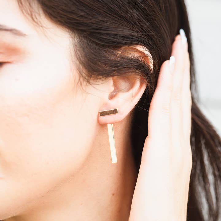 Geometrisch minimalistische Streifen Ear Jacke Gold/Silber für den Großhandel von Shany Design Studio