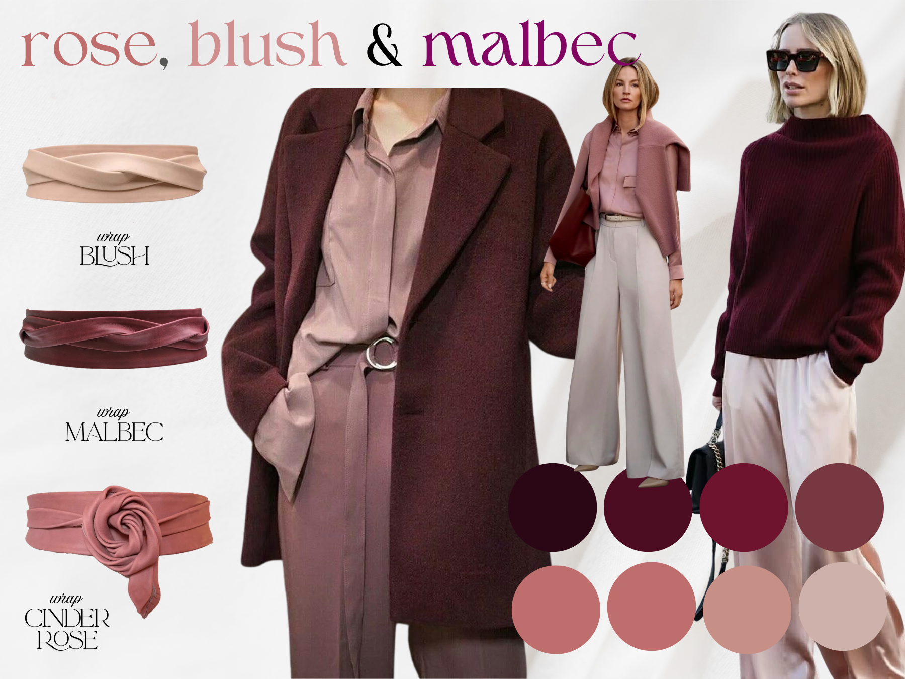 ADA Collection Belts – Großhandel Gürtel – Damen – Wickelgürtel – Cinder Rose | Verstellbare Einheitsgröße | Kernstil8