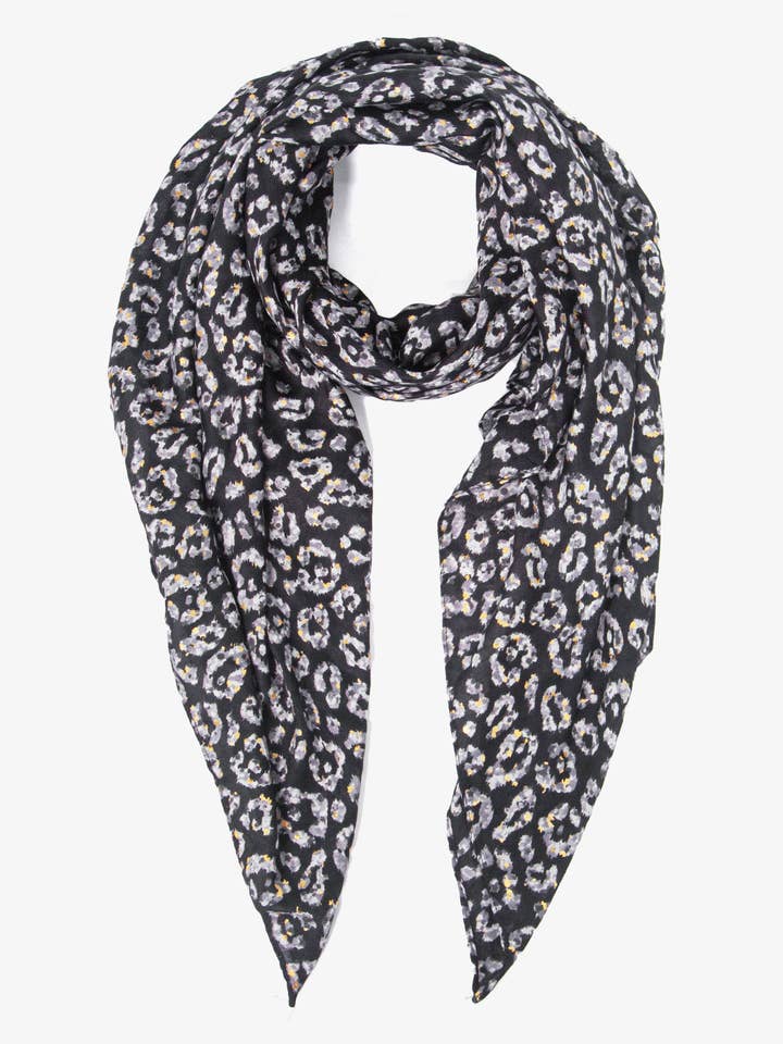 Kim Letvægts Tørklæde - Sort, Dyrefolie for engroshandel hos Sarta Accessories