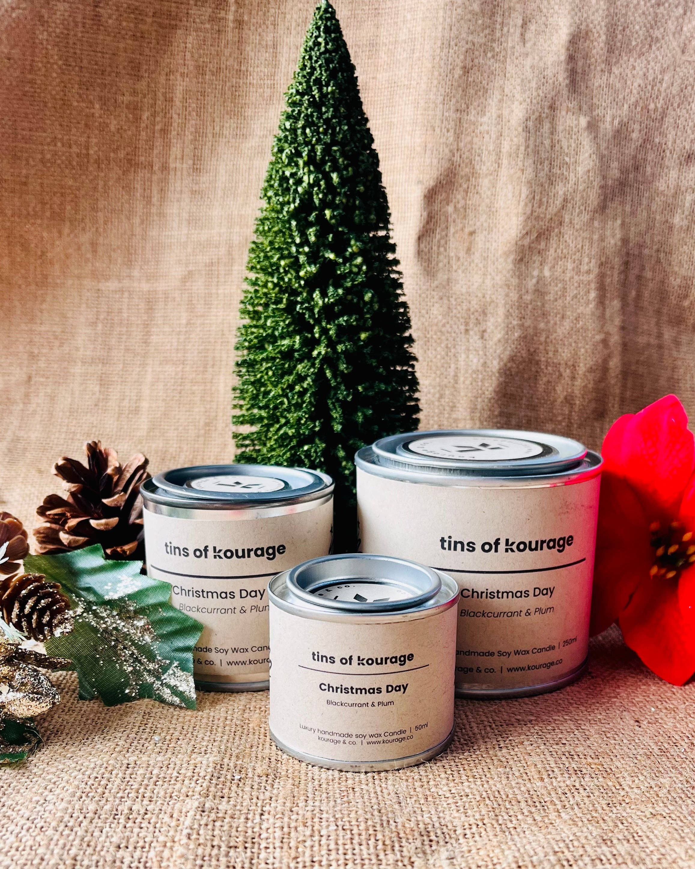 Kourage & co - Wholesale Jar/Filled Candle - Christmas Day Soy Wax Candle | Scented Paint Tin Candles0